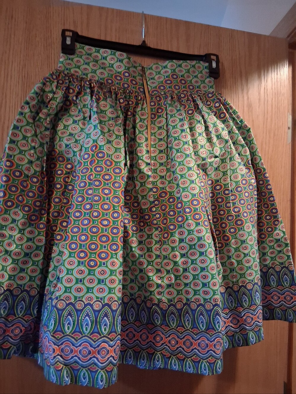 high-waisted African print skirt, vibrant, geometric pattern, No Size Tag - Picture 6 of 8
